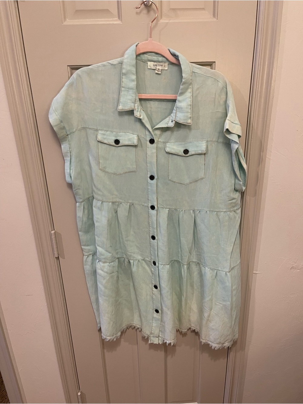 Umgee Mint Green Tiered Button-Up Tunic